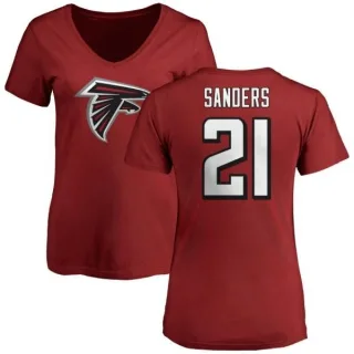 Deion Sanders Women's Atlanta Falcons Name & Number Logo Slim Fit T-Shirt - Red