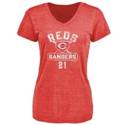 Deion Sanders Women's Cincinnati Reds Base Runner Tri-Blend T-Shirt - Red