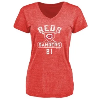 Deion Sanders Women's Cincinnati Reds Base Runner Tri-Blend T-Shirt - Red