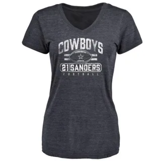 Deion Sanders Women's Dallas Cowboys Flanker Tri-Blend T-Shirt - Navy