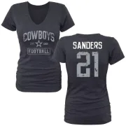 Deion Sanders Women's Dallas Cowboys Name & Number Tri-Blend T-Shirt - Navy