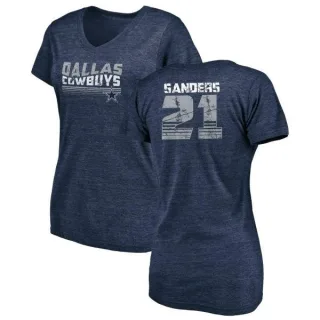 Deion Sanders Women's Dallas Cowboys Retro Tri-Blend V-Neck T-Shirt - Navy