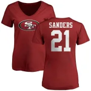 Deion Sanders Women's San Francisco 49ers Name & Number Logo Slim Fit T-Shirt - Red