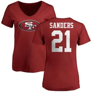 Deion Sanders Women's San Francisco 49ers Name & Number Logo Slim Fit T-Shirt - Red