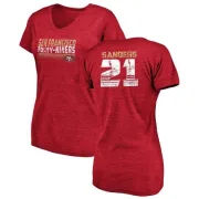 Deion Sanders Women's San Francisco 49ers Retro Tri-Blend V-Neck T-Shirt - Red