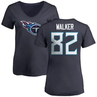 Delanie Walker Women's Tennessee Titans Name & Number Logo Slim Fit T-Shirt - Navy