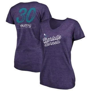 Dell Curry Women's Charlotte Hornets Purple Sideline Tri-Blend V-Neck T-Shirt