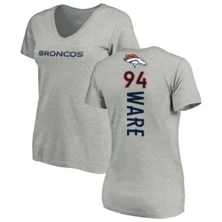 DeMarcus Ware Women's Denver Broncos Backer V-Neck T-Shirt - Ash