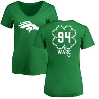 DeMarcus Ware Women's Denver Broncos Green St. Patrick's Day Name & Number V-Neck T-Shirt