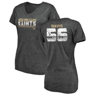 Demario Davis Women's New Orleans Saints Retro Tri-Blend V-Neck T-Shirt - Black