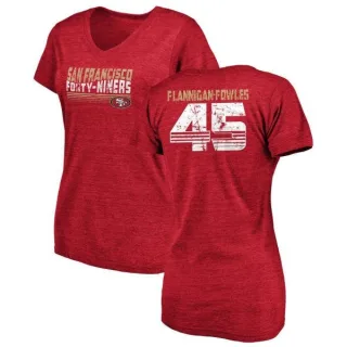 Demetrius Flannigan-Fowles Women's San Francisco 49ers Retro Tri-Blend V-Neck T-Shirt - Red