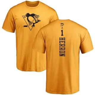 Denis Herron Pittsburgh Penguins One Color Backer T-Shirt - Gold