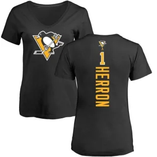 Denis Herron Women's Pittsburgh Penguins Backer T-Shirt - Black