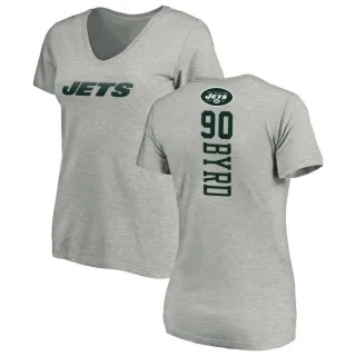 Dennis Byrd Women's New York Jets Backer V-Neck T-Shirt - Ash