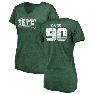 Dennis Byrd Women's New York Jets Retro Tri-Blend V-Neck T-Shirt - Green