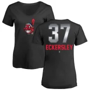 Dennis Eckersley Women's Cleveland Indians Midnight Mascot V-Neck T-Shirt - Black