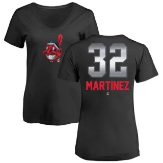 Dennis Martinez Women's Cleveland Indians Midnight Mascot V-Neck T-Shirt - Black