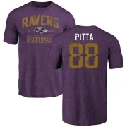 Dennis Pitta Baltimore Ravens Purple Distressed Name & Number Tri-Blend T-Shirt