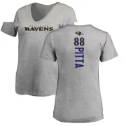 Dennis Pitta Women's Baltimore Ravens Backer V-Neck T-Shirt - Ash