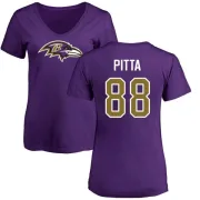 Dennis Pitta Women's Baltimore Ravens Name & Number Logo Slim Fit T-Shirt - Purple