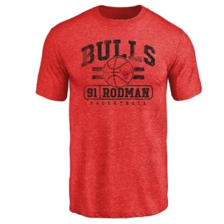 Dennis Rodman Chicago Bulls Red Baseline Tri-Blend T-Shirt