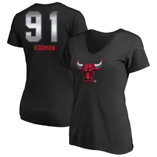 Dennis Rodman Women's Chicago Bulls Black Midnight Mascot T-Shirt