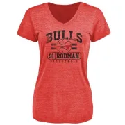 Dennis Rodman Women's Chicago Bulls Red Baseline Tri-Blend T-Shirt