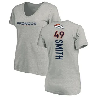 Dennis Smith Women's Denver Broncos Backer V-Neck T-Shirt - Ash