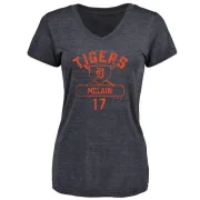 Denny McLain Women's Detroit Tigers Base Runner Tri-Blend T-Shirt - Navy