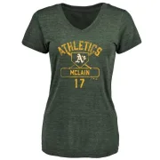 Denny Mclain Women's Oakland Athletics Base Runner Tri-Blend T-Shirt - Green