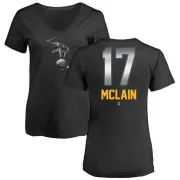 Denny Mclain Women's Oakland Athletics Midnight Mascot V-Neck T-Shirt - Black