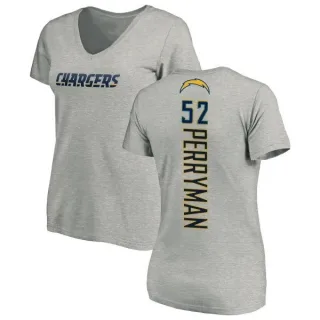 Denzel Perryman Women's Los Angeles Chargers Name & Number Slim Fit V-Neck T-Shirt - Heather Gray