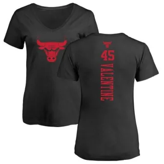 Denzel Valentine Women's Chicago Bulls Black One Color Backer Slim-Fit V-Neck T-Shirt