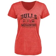 Denzel Valentine Women's Chicago Bulls Red Baseline Tri-Blend T-Shirt