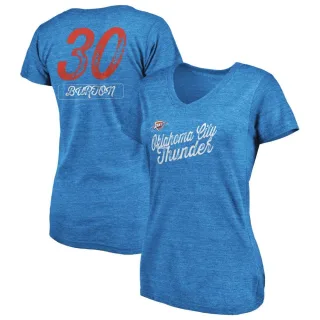 Deonte Burton Women's Oklahoma City Thunder Blue Sideline Tri-Blend V-Neck T-Shirt