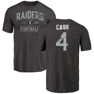 Derek Carr Oakland Raiders Black Distressed Name & Number Tri-Blend T-Shirt