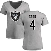 Derek Carr Women's Oakland Raiders Name & Number Logo Slim Fit T-Shirt - Ash