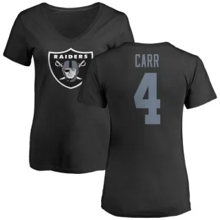 Derek Carr Women's Oakland Raiders Name & Number Logo Slim Fit T-Shirt - Black