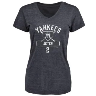 Derek Jeter Women's New York Yankees Base Runner Tri-Blend T-Shirt - Navy