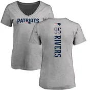 Derek Rivers Women's New England Patriots Backer V-Neck T-Shirt - Ash