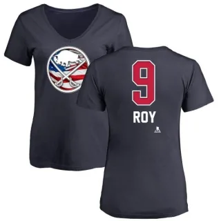 Derek Roy Women's Buffalo Sabres Name and Number Banner Wave V-Neck T-Shirt - Navy