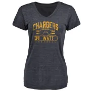 Derek Watt Women's Los Angeles Chargers Flanker Tri-Blend T-Shirt - Navy