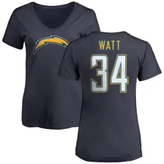 Derek Watt Women's Los Angeles Chargers Name & Number Slim Fit V-Neck T-Shirt - Navy