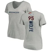 Derek Wolfe Women's Denver Broncos Backer V-Neck T-Shirt - Ash