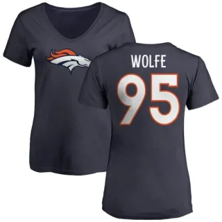 Derek Wolfe Women's Denver Broncos Name & Number Logo Slim Fit T-Shirt - Navy