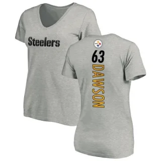 Dermontti Dawson Women's Pittsburgh Steelers Backer V-Neck T-Shirt - Ash