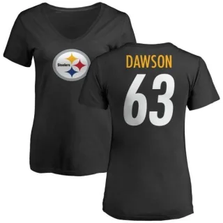 Dermontti Dawson Women's Pittsburgh Steelers Name & Number Logo Slim Fit T-Shirt - Black