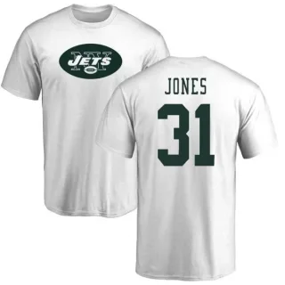 Derrick Jones New York Jets Name & Number Logo T-Shirt - White