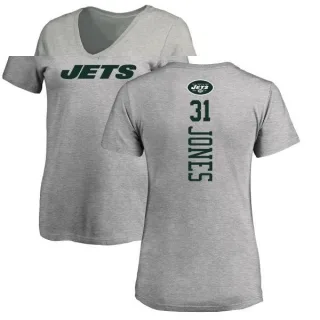 Derrick Jones Women's New York Jets Backer V-Neck T-Shirt - Ash