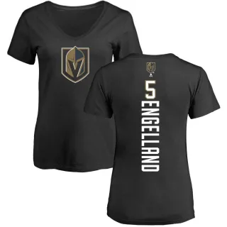 Deryk Engelland Women's Vegas Golden Knights Backer Slim Fit V-Neck T-Shirt - Black